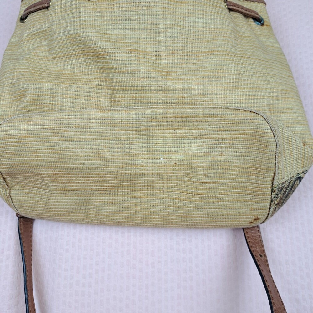 Elliott Lucca Artisan Faux Raffia Peacock Brown Leather Shoulder Bag - Picture 6 of 16